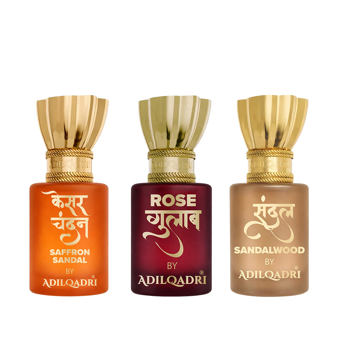 Pack of 3 Kesar Chandan, Rose And Sandal (Chandan) Attar 5.5 ML Each