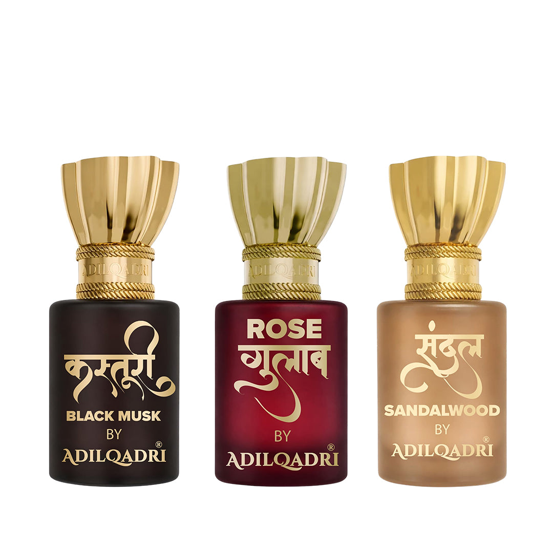 Kasturi, Rose And Sandal (Chandan) Attar Pack of 3 5.5 ML Each