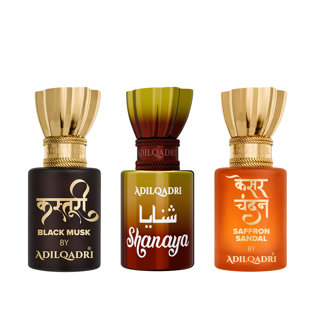 Kasturi, Shanaya And Kesar Chandan Attar Pack of 3 5.5 ML Each