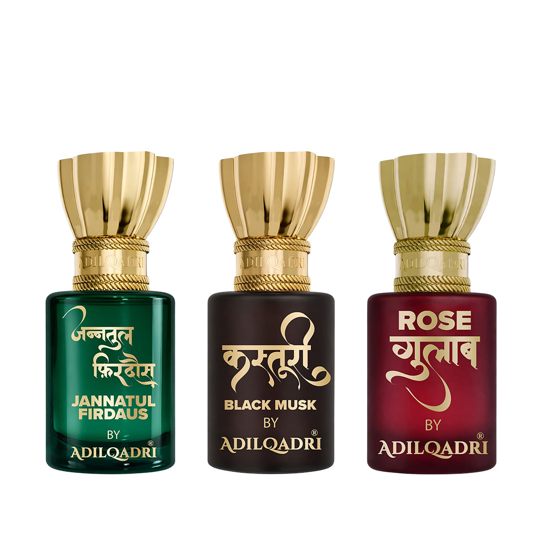 Pack of 3 Jannatul Firdaus, Kasturi And Rose Attar 5.5 ML Each