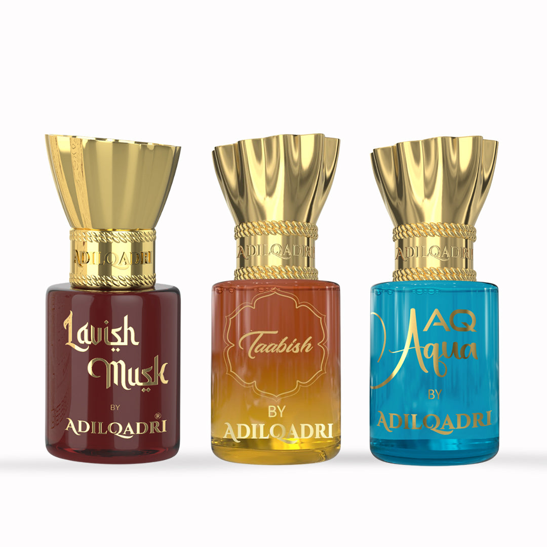 3 Pcs Attar Set Lavish Musk, Taabish And AQ Aqua 5.5 ML Each