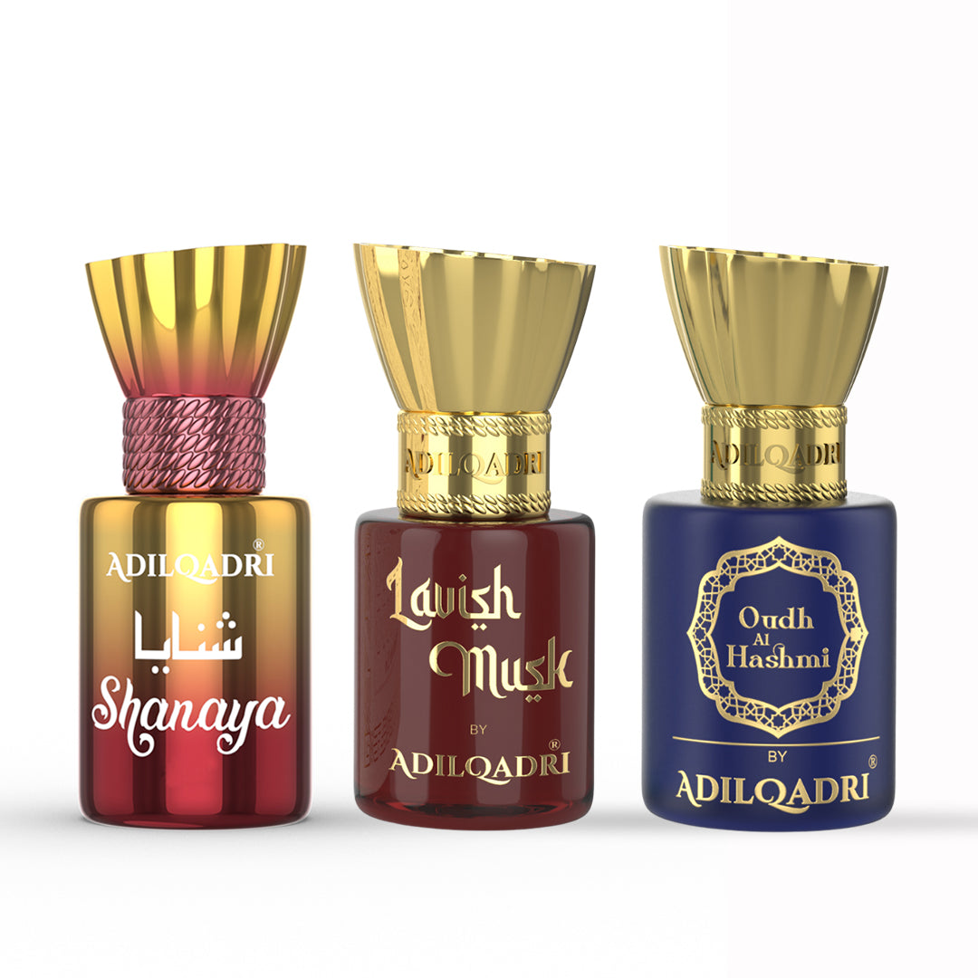 3 Pcs Attar Set Shanaya, Lavish Musk And Oudh Al Hashmi 5.5 Ml Each