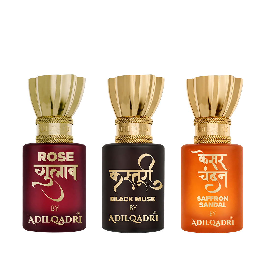 Rose, Kasturi And Kesar Chandan Attar Pack of 3 5.5 ML Each