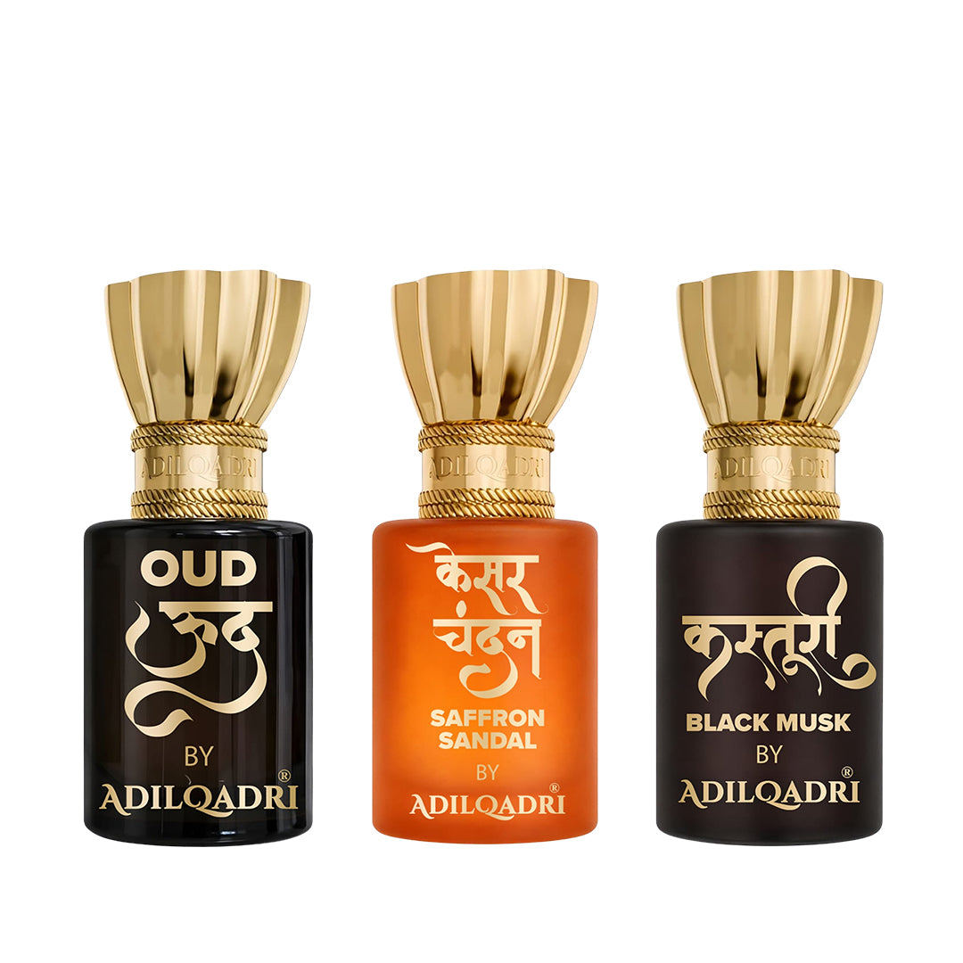 Oud, Kesar Chandan And Kasturi Attar Pack of 3 5.5 ML Each