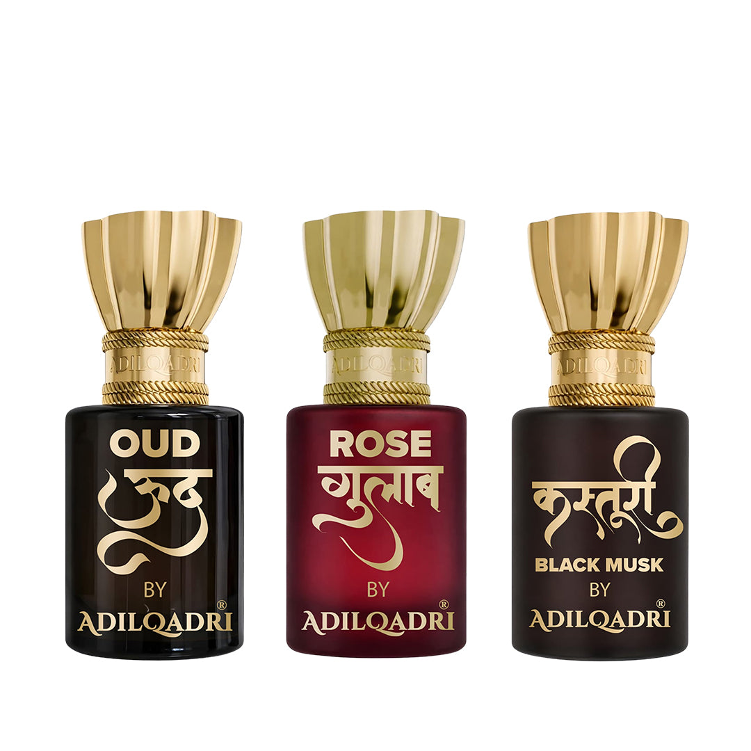 Oud Attar, Rose And Kasturi Attar Pack of 3 5.5 ML Each