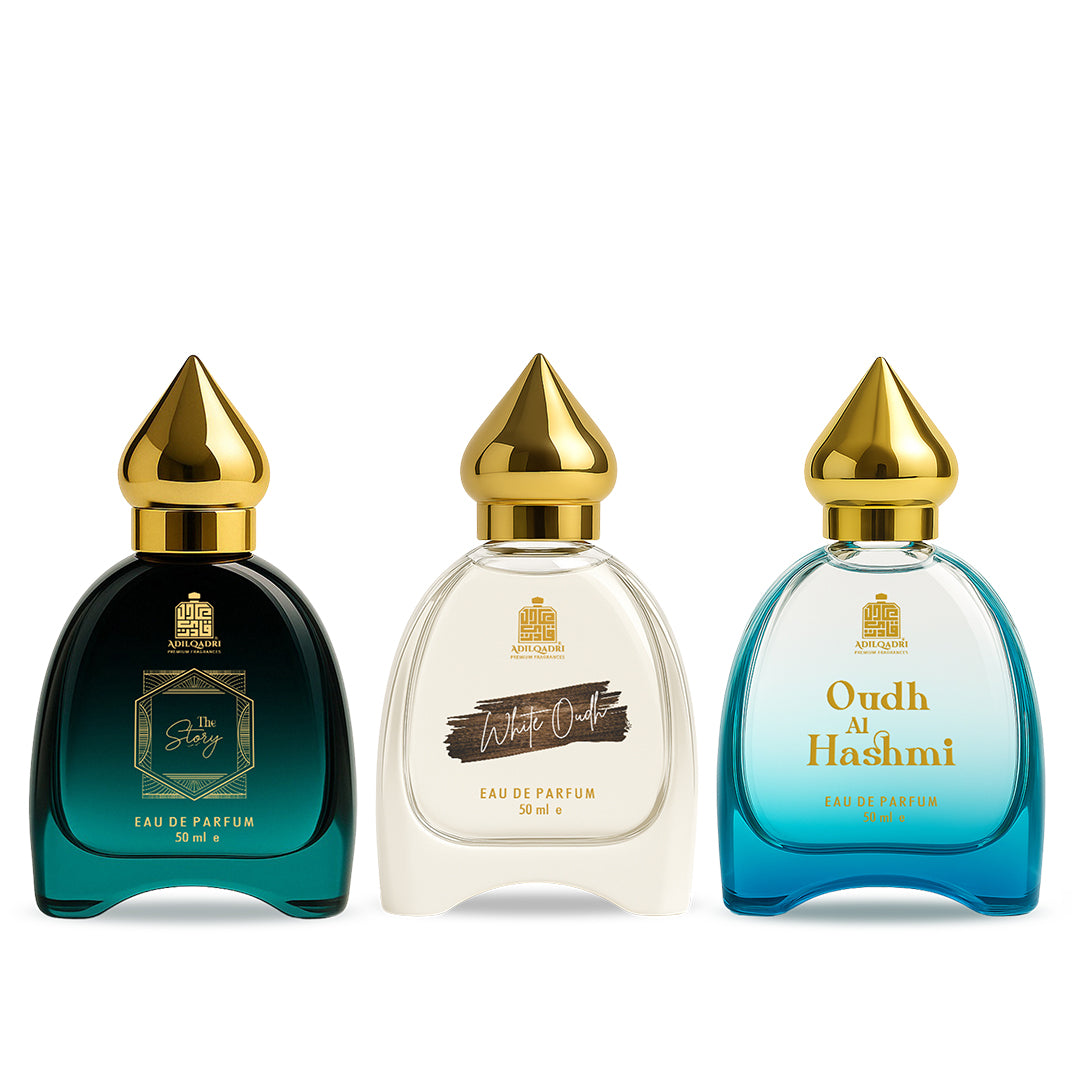 3 Pcs Perfume Set The Story, White Oudh And Oudh Al Hashmi Perfume Spray 50 Ml Each