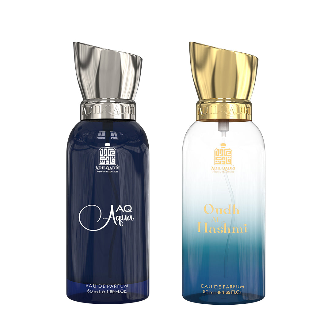 Pack Of 2 Aq Aqua And Oudh Al Hashmi Premium Perfume Sprays 50ML x 2