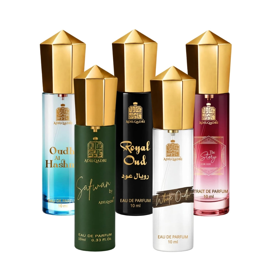 Pack Of 5 Oudh Al Hashmi, Safwan, Royal Oudh, White Oudh And The Story For Her Perfume Spray 10 ML Each