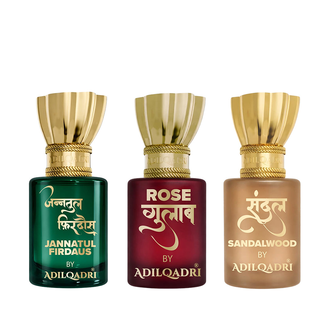 Jannatul Firdaus, Rose And Sandal (Chandan) Attar Pack of 3 5.5 ML Each
