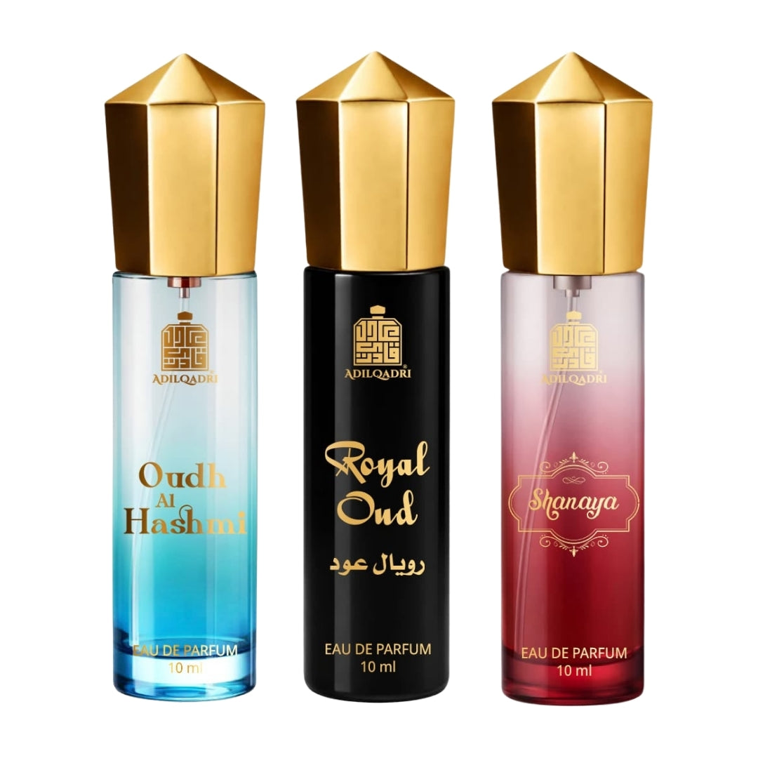 Pack Of 3 Oudh AL Hasmi, Royal Oudh And Shanaya Perfume Spray 10 ML Each