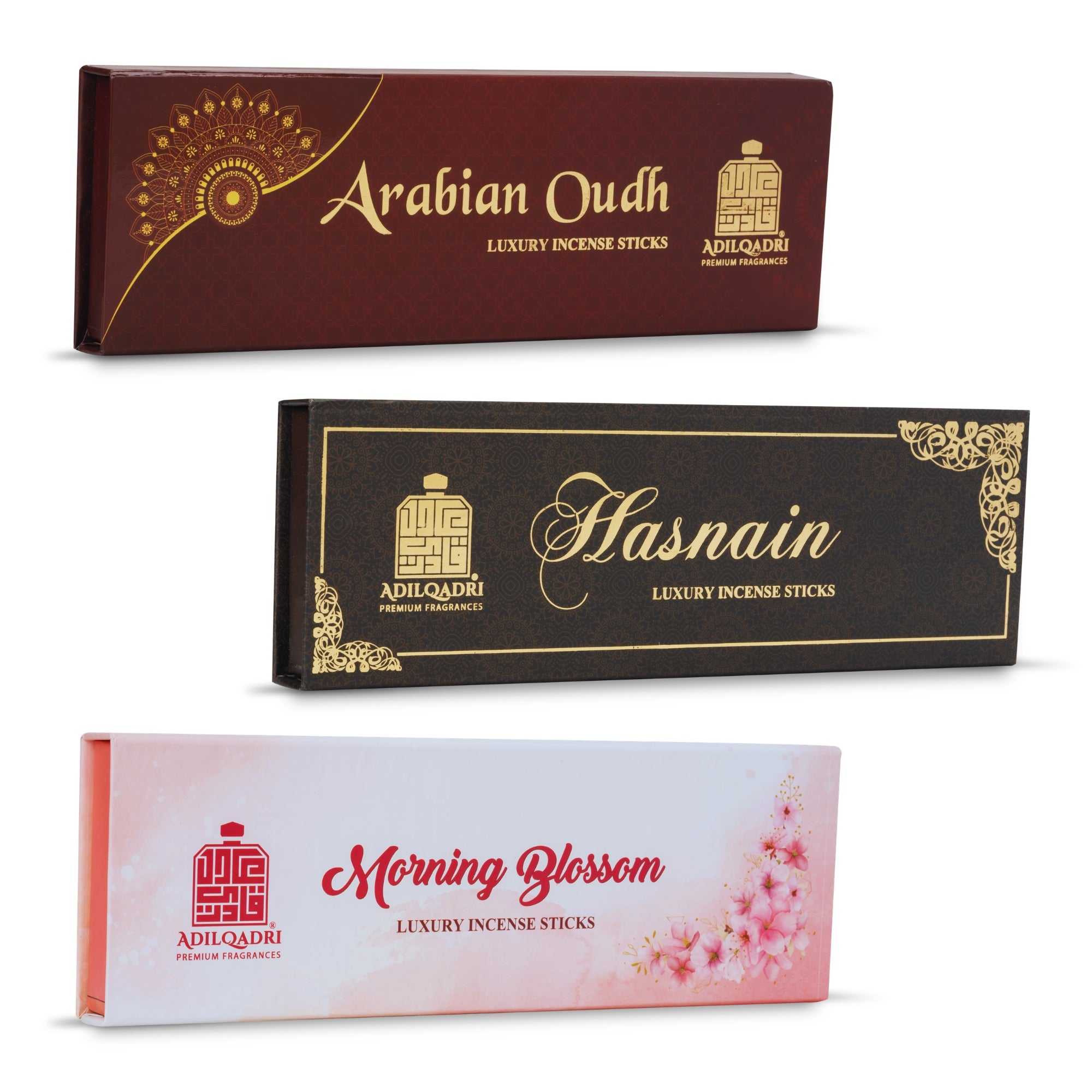 Pack of 3 Arabian Oudh, Hasnain & Morning Blossom Agarbatti ( Incense Sticks ) 50gm Each