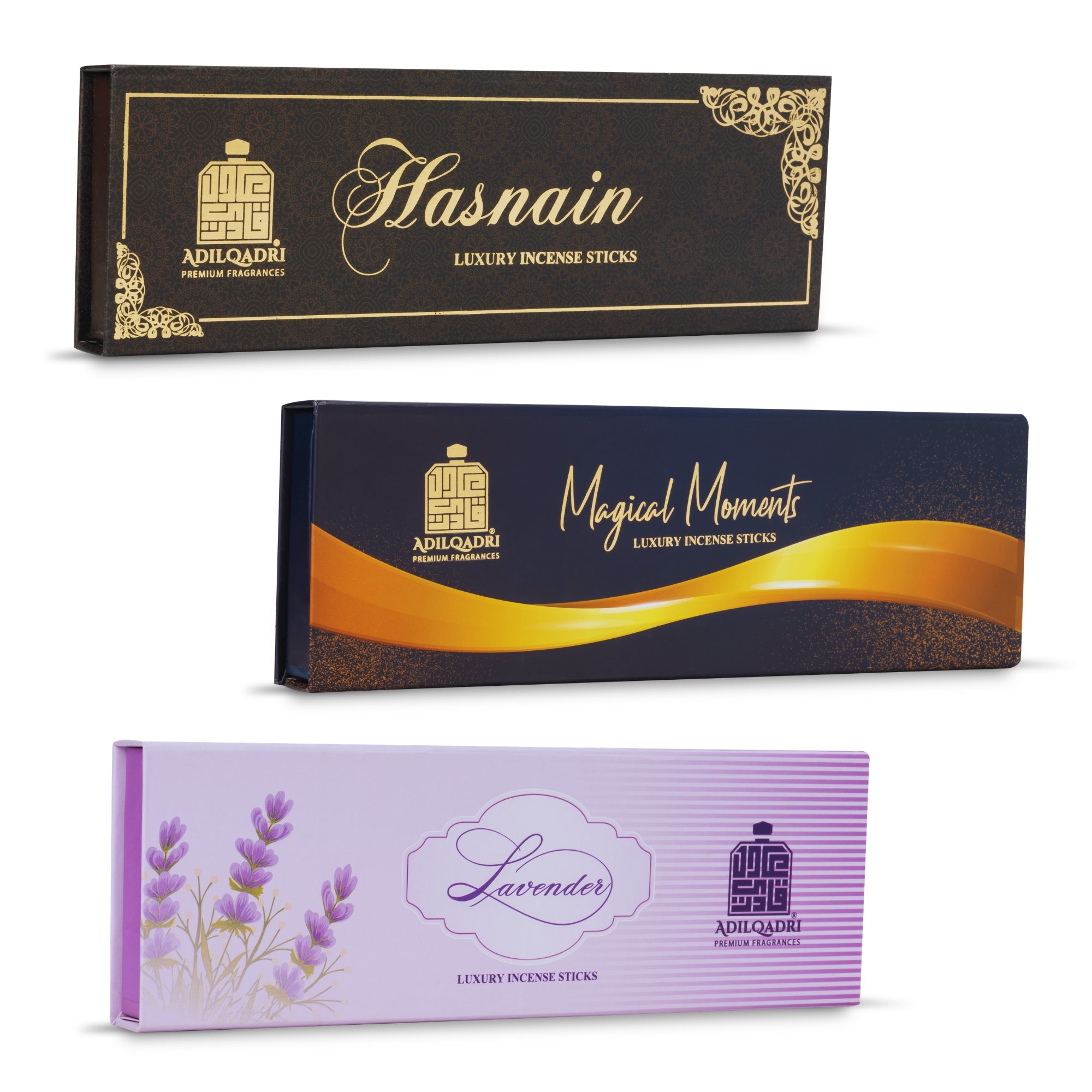 Pack Of 3 Hasnain, Magical Moments & Lavender Agarbatti ( Incense Sticks ) 50gm Each