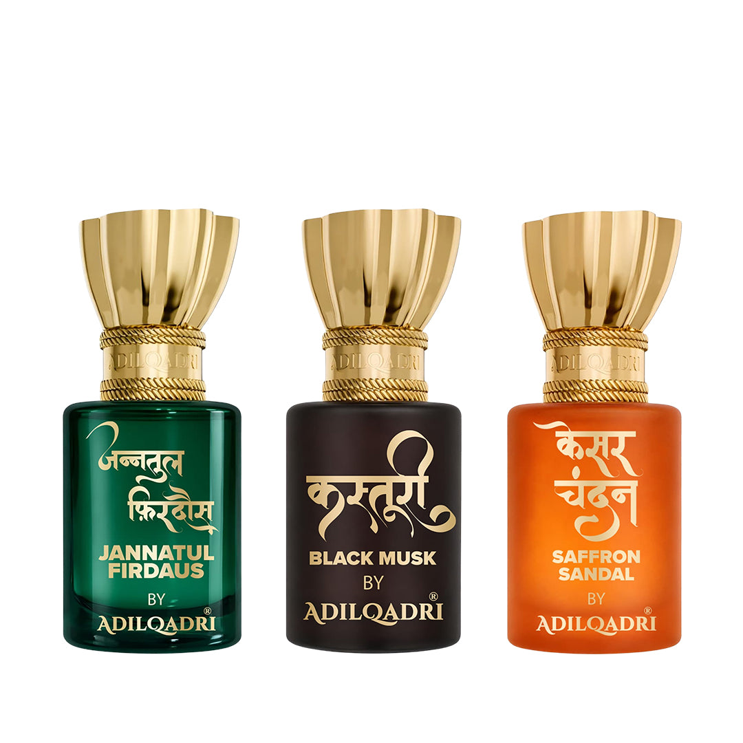Jannatul Firdaus, Kasturi And Kesar Chandan Pack of 3 5.5 ML Each