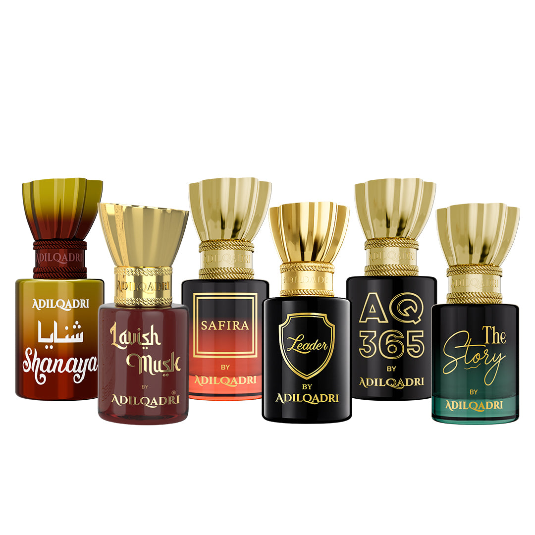 Pack Of 6 Shanaya, Lavish Musk, Safira, Leader, AQ 365, The Story Attar 5.5 Ml Each