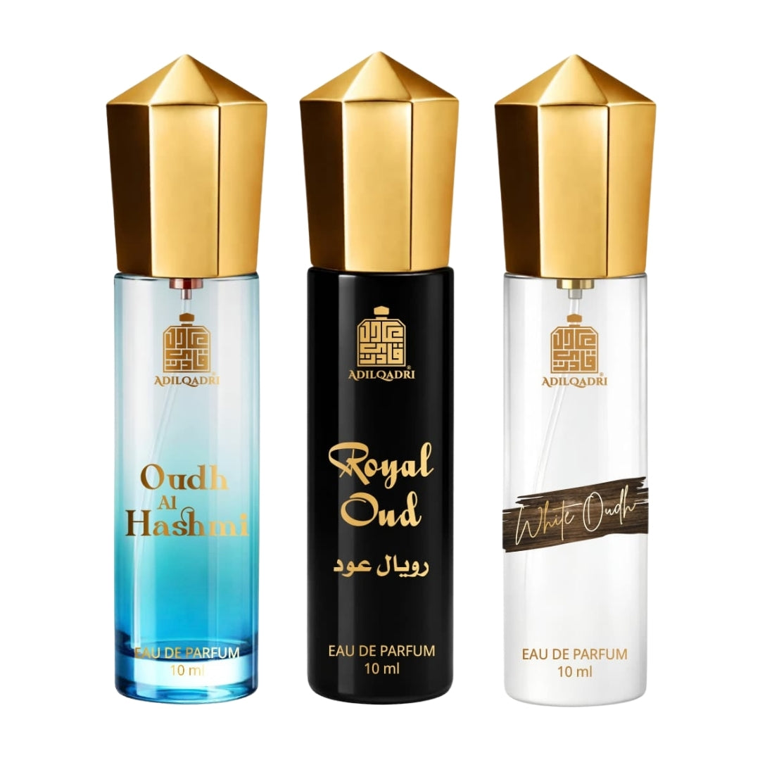 Pack Of 3 Oudh AL Hasmi, Royal Oudh And White Oudh Perfume Spray 10 ML Each
