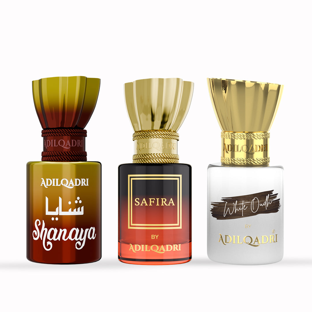 3 Pcs Attar Set Shanaya, Safira And White Oudh 5.5 ML Each