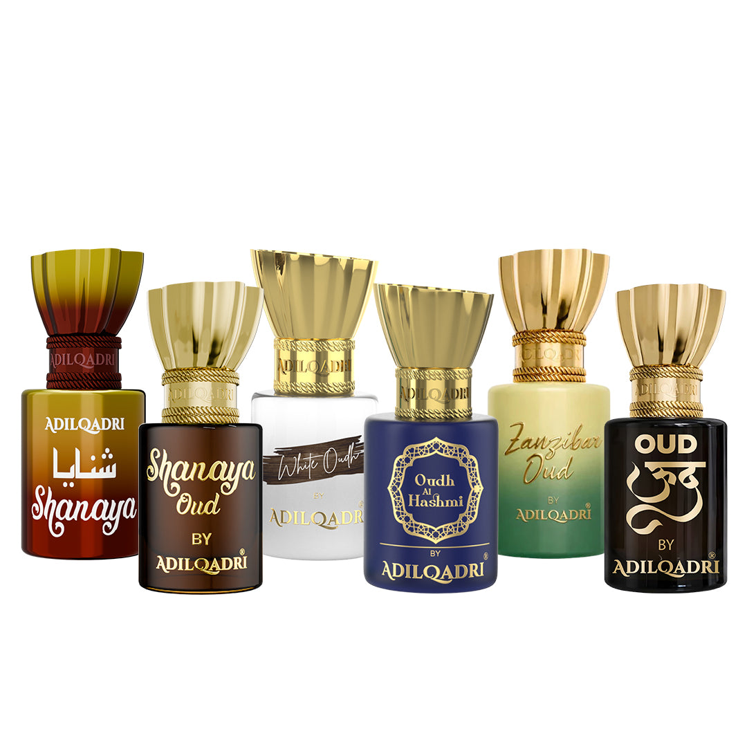Pack of 6 Shanaya, Shanaya Oud, White Oudh, Oudh Al Hashmi, Zanzibar Oud, And Oud Attar 5.5 Ml Each