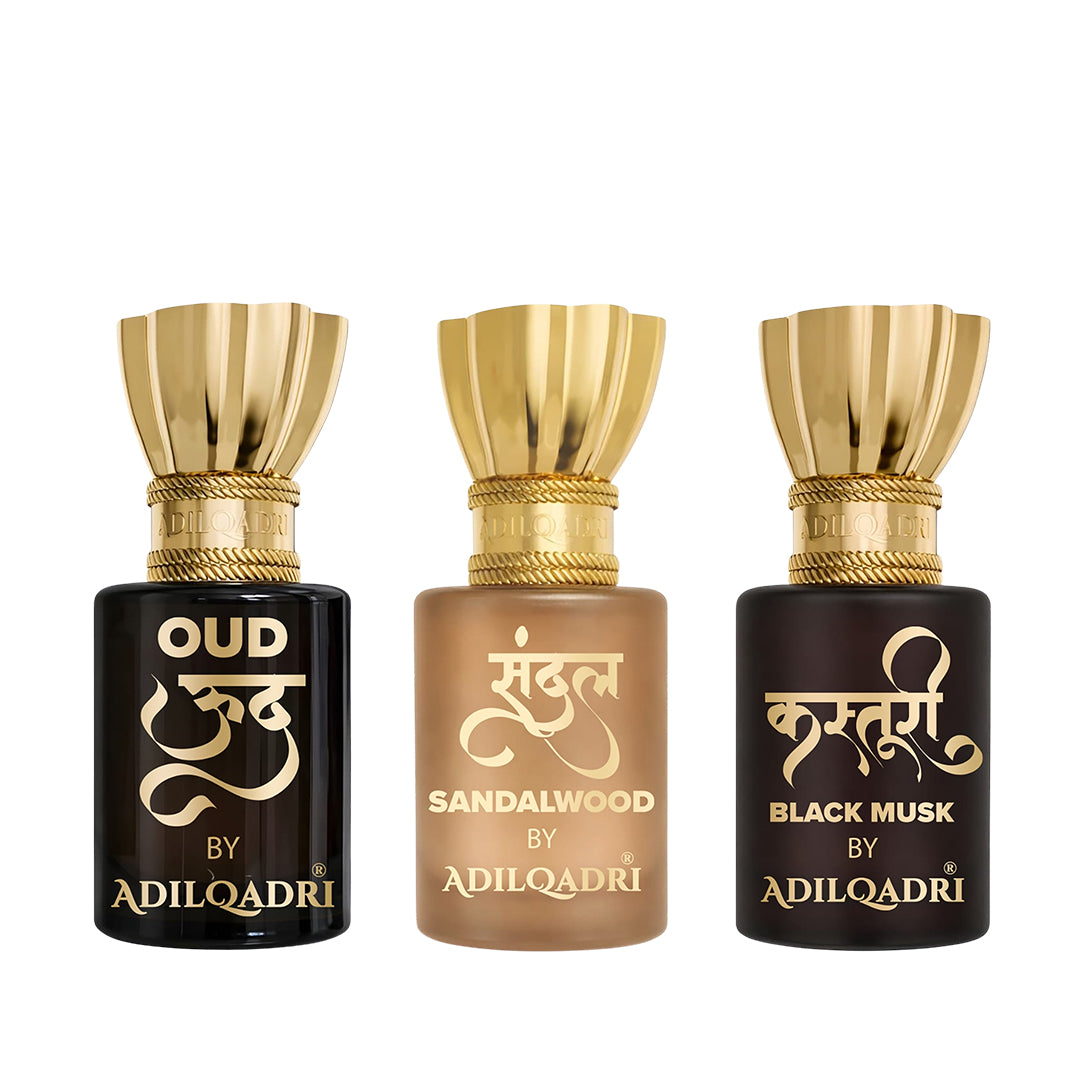 Oud Attar, Sandal (Chandan) And Kasturi Attar Pack of 3 5.5 ML Each