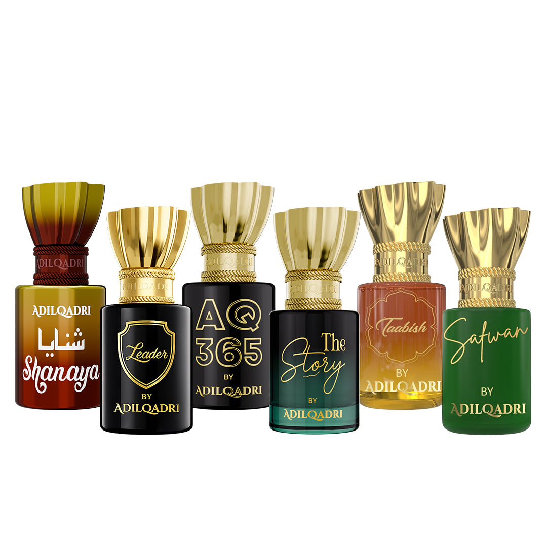 Pack of 6 Shanaya, Leader, AQ 365, The Story, Taabish, Safwan Attar 5.5 Ml Each