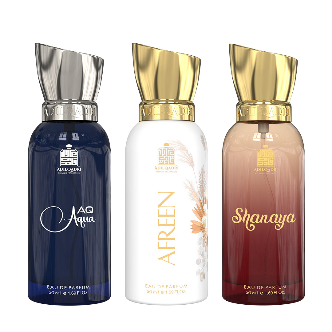 Pack Of 3 AQ Aqua, Afreen And Shanaya Premium Perfume Spray 50ml x 3