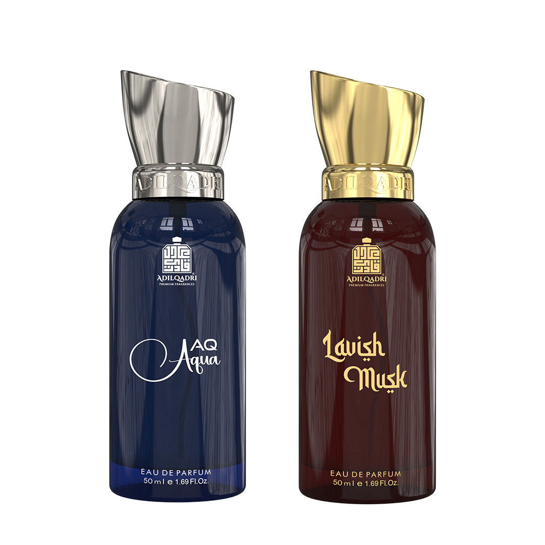 Pack Of 2 Aq Aqua And Lavish Musk Premium Perfume Sprays 50ML x 2