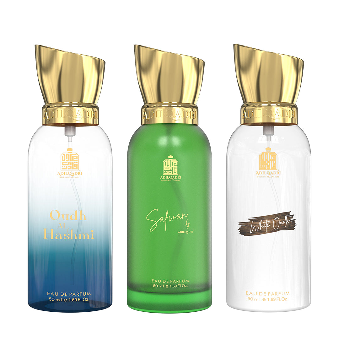 Pack Of 3 Oudh Al Hashmi, Safwan And White Oudh Premium Perfume Spray 50ml x 3